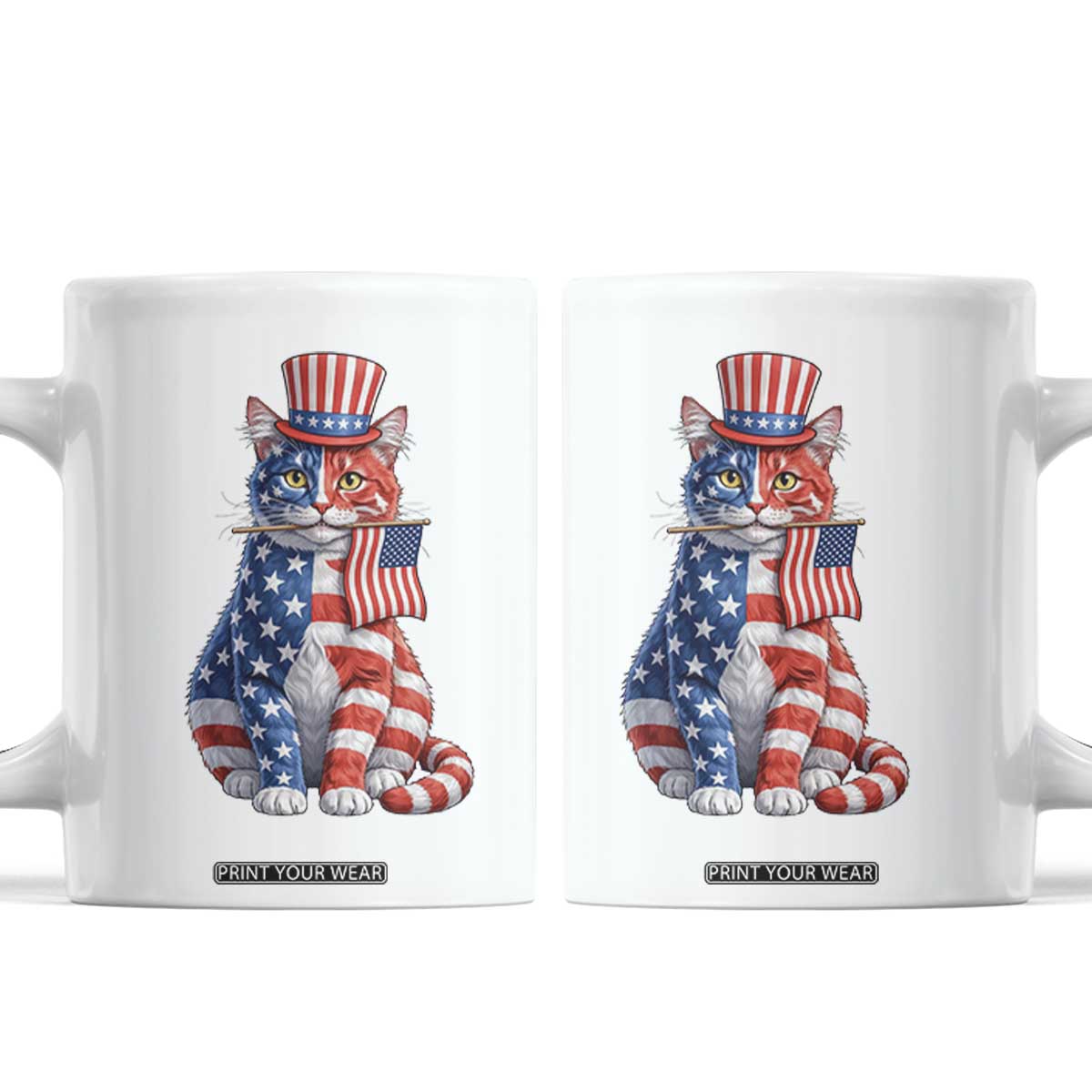 Proud American Cat Lover Coffee Mug Patriotic Animal Lover Gift TS12 White Print Your Wear