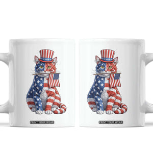 Proud American Cat Lover Coffee Mug Patriotic Animal Lover Gift TS12 White Print Your Wear