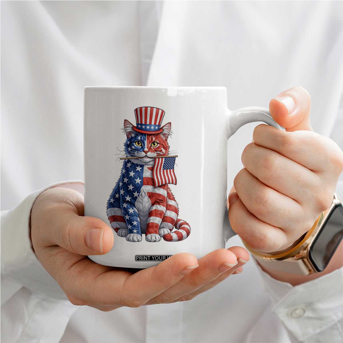 Proud American Cat Lover Coffee Mug Patriotic Animal Lover Gift TS12 Print Your Wear