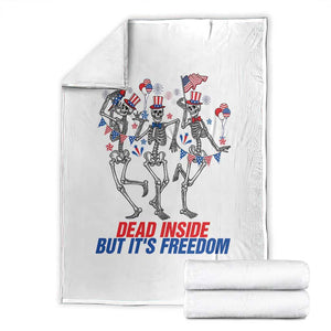 Patriotic Dancing Skeleton Throw Blanket Dead Inside But Its Freedom TS12 White Print Your Wear