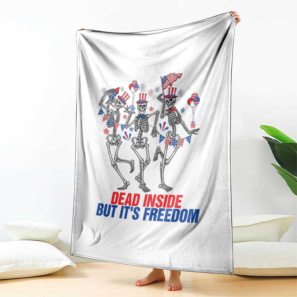 Patriotic Dancing Skeleton Throw Blanket Dead Inside But Its Freedom TS12 Print Your Wear