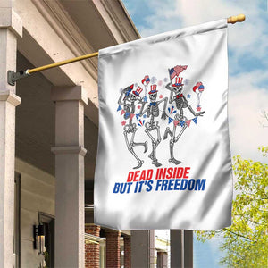 Patriotic Dancing Skeleton Garden Flag Dead Inside But Its Freedom TS12 Print Your Wear