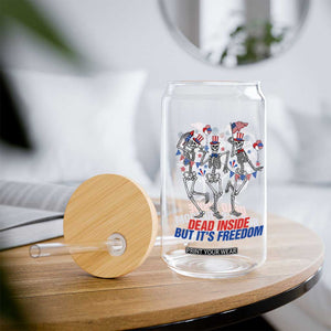 Patriotic Dancing Skeleton Glass Can Dead Inside But Its Freedom TS12 Print Your Wear