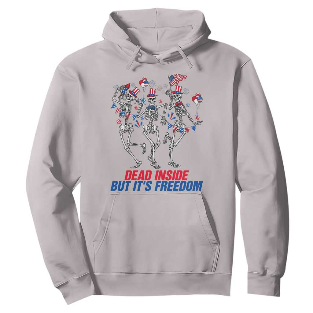Patriotic Dancing Skeleton Hoodie Dead Inside But Its Freedom TS12 Ice Gray Print Your Wear