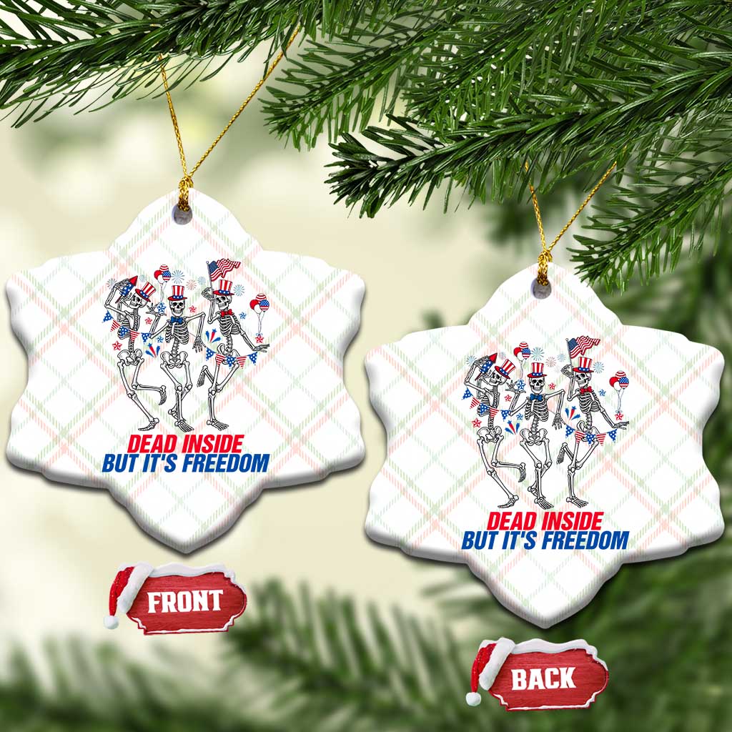 Patriotic Dancing Skeleton Ceramic Ornament Dead Inside But Its Freedom TS12 Print Your Wear