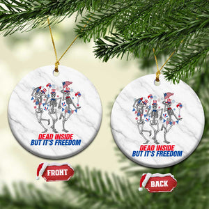 Patriotic Dancing Skeleton Ceramic Ornament Dead Inside But Its Freedom TS12 1pc White Marble Print Your Wear