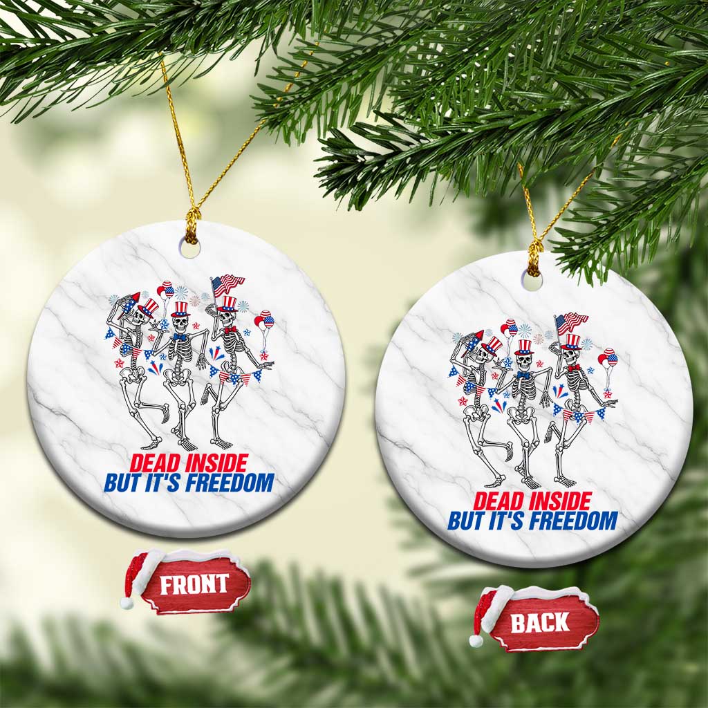 Patriotic Dancing Skeleton Ceramic Ornament Dead Inside But Its Freedom TS12 1pc White Marble Print Your Wear