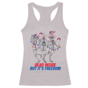 Patriotic Dancing Skeleton Racerback Tank Top Dead Inside But Its Freedom TS12 Ice Gray Print Your Wear