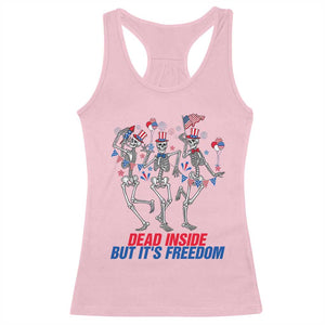Patriotic Dancing Skeleton Racerback Tank Top Dead Inside But Its Freedom TS12 Light Pink Print Your Wear