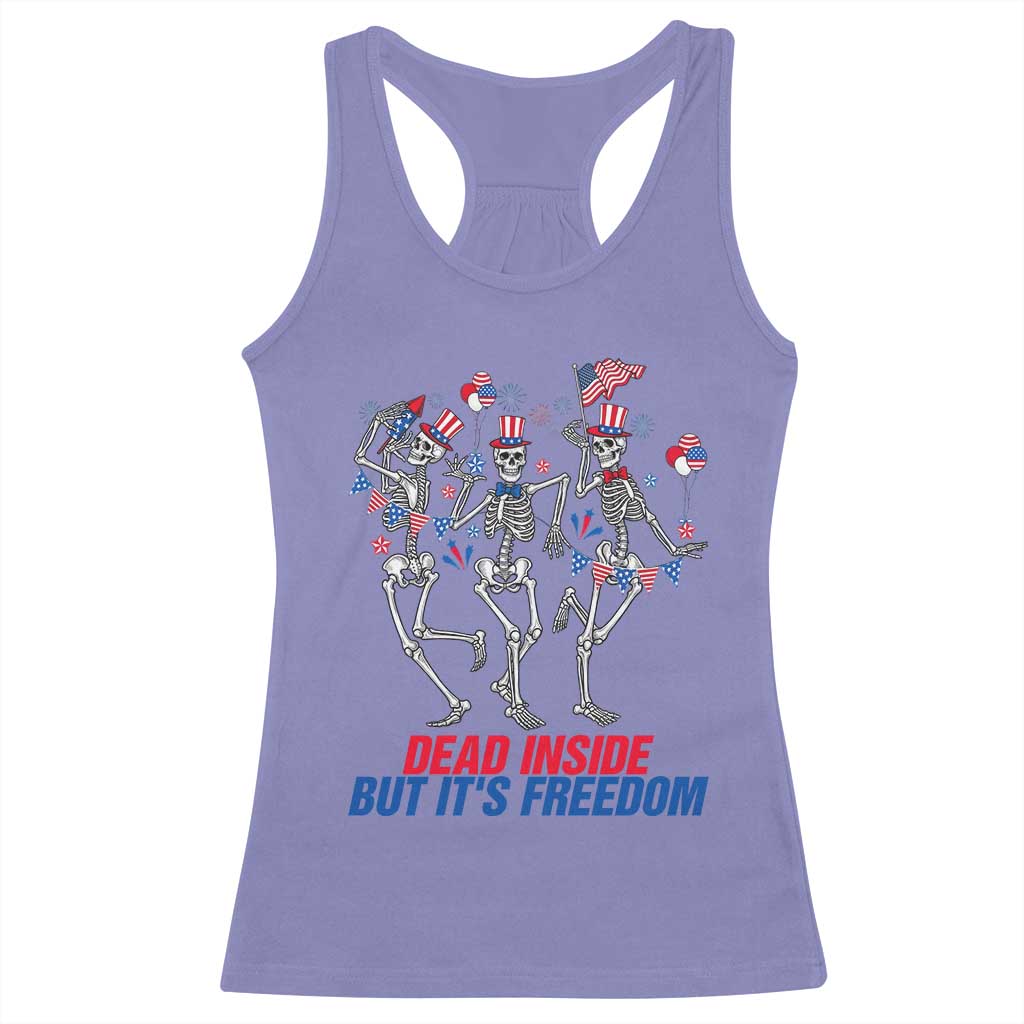 Patriotic Dancing Skeleton Racerback Tank Top Dead Inside But Its Freedom TS12 Violet Print Your Wear