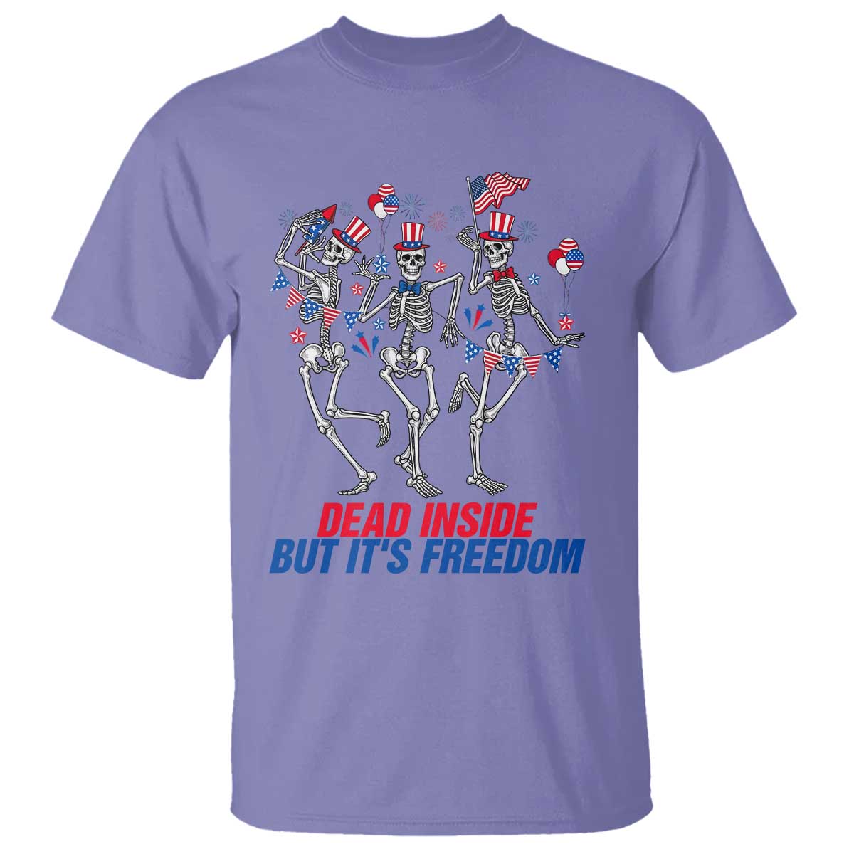 Patriotic Dancing Skeleton T Shirt Dead Inside But Its Freedom TS12 Violet Print Your Wear
