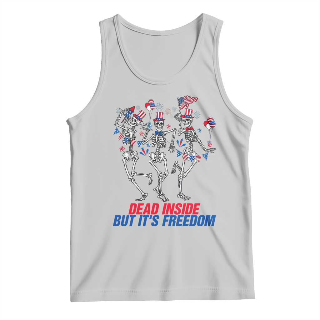Patriotic Dancing Skeleton Tank Top Dead Inside But Its Freedom TS12 Ash Print Your Wear