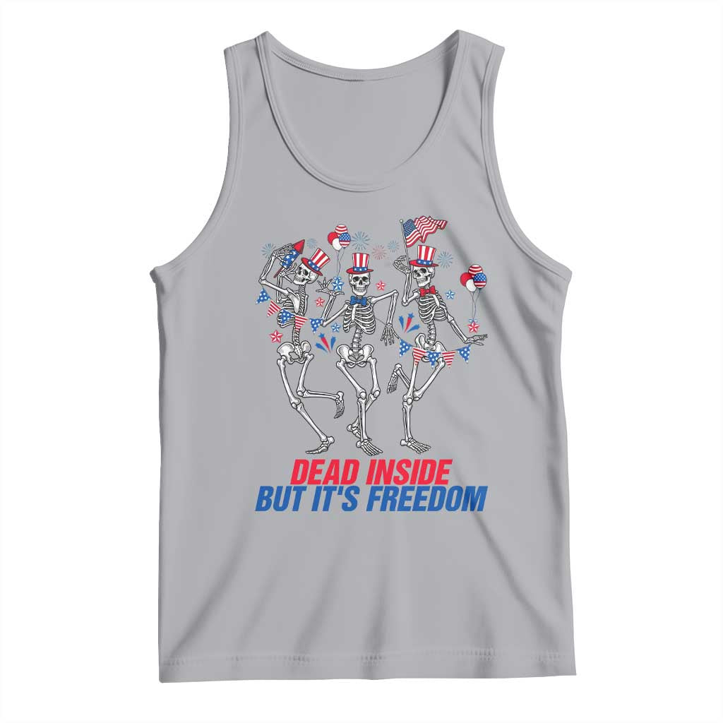 Patriotic Dancing Skeleton Tank Top Dead Inside But Its Freedom TS12 Athletic Heather Print Your Wear