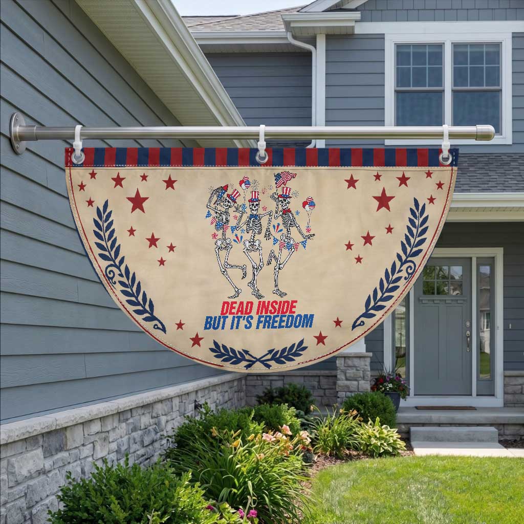 Funny Dancing Skeleton Patriotic Fan Flag Dead Inside But Its Freedom TS12 2pcs pack Laurel Tan Print Your Wear