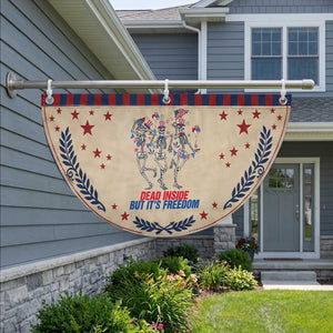Funny Dancing Skeleton Patriotic Fan Flag Dead Inside But Its Freedom TS12 2pcs pack Laurel Tan Print Your Wear