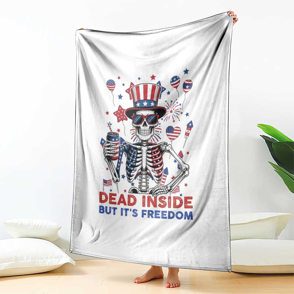 Funny Skeleton Dead Inside But Its Freedom Throw Blanket - Patriotic Gift TS12 Print Your Wear