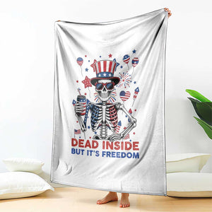Funny Skeleton Dead Inside But Its Freedom Throw Blanket - Patriotic Gift TS12 Print Your Wear