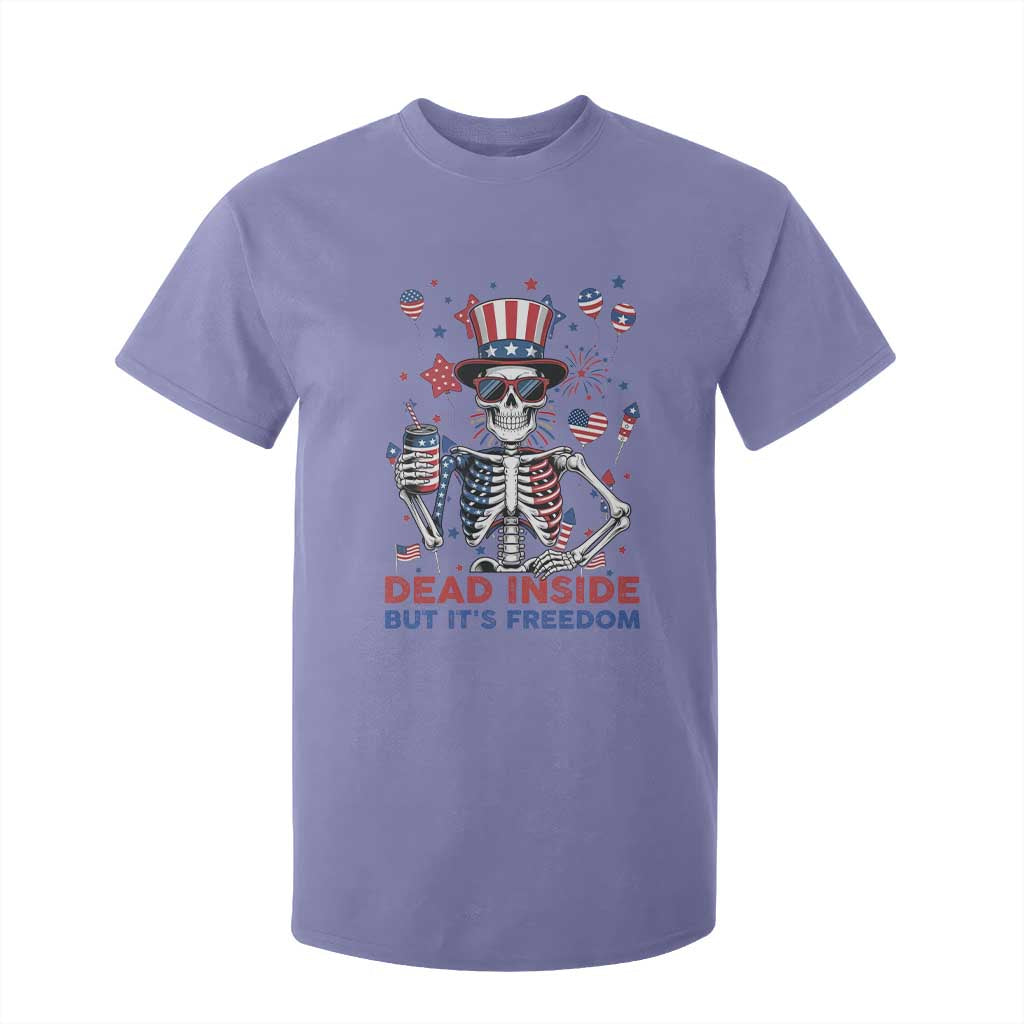 Funny Skeleton Dead Inside But Its Freedom T Shirt For Kid Patriotic Gift TS12 Violet Print Your Wear