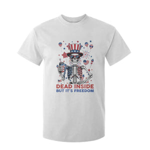 Funny Skeleton Dead Inside But Its Freedom T Shirt For Kid Patriotic Gift TS12 White Print Your Wear