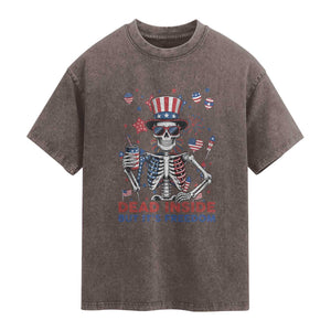 Funny Skeleton Dead Inside But Its Freedom Washed Cotton T-Shirt Patriotic Gift