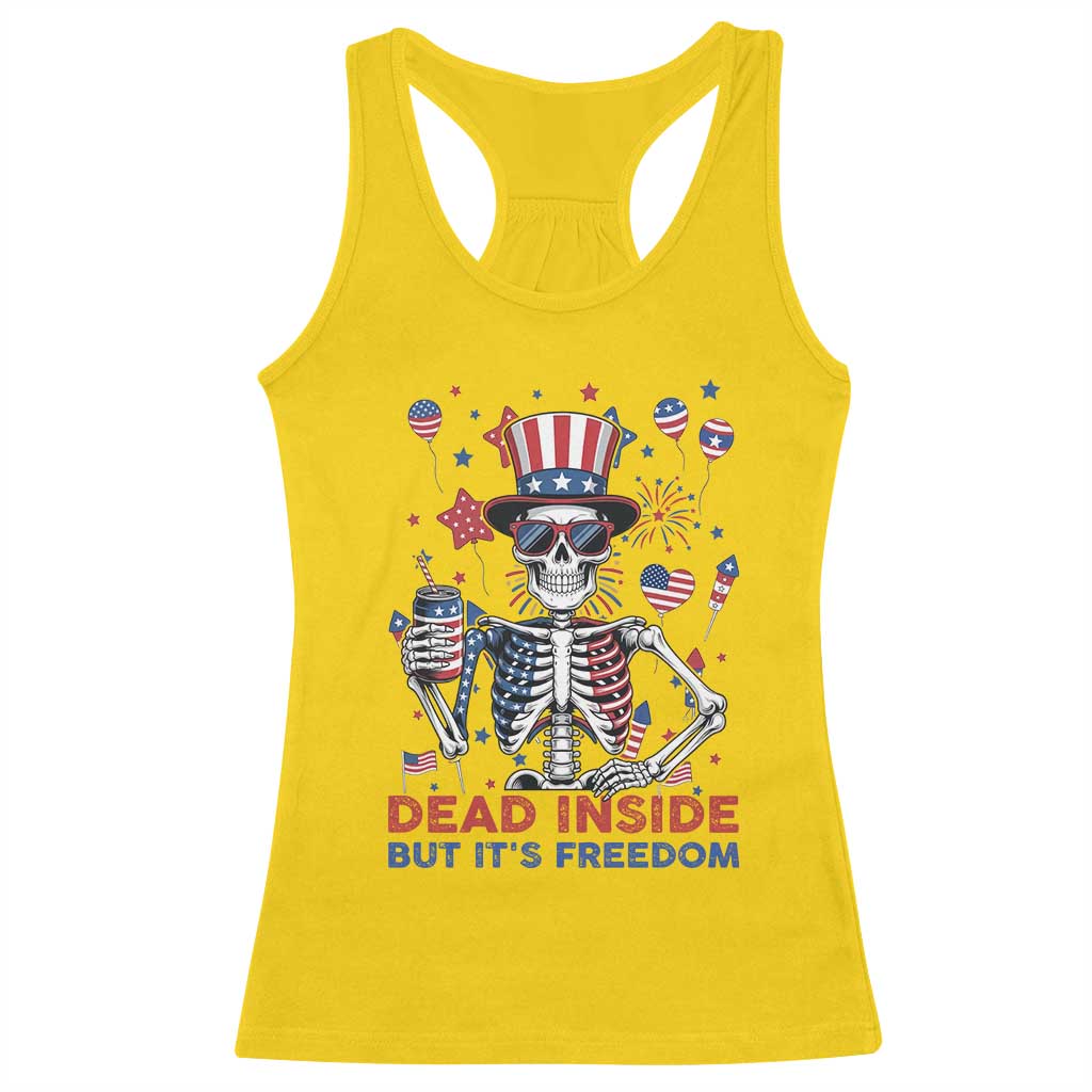 Funny Skeleton Dead Inside But Its Freedom Racerback Tank Top Patriotic Gift TS12 Daisy Print Your Wear