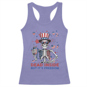 Funny Skeleton Dead Inside But Its Freedom Racerback Tank Top Patriotic Gift TS12 Violet Print Your Wear