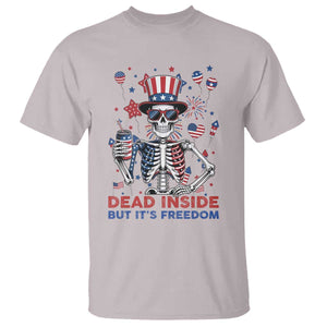 Funny Skeleton Dead Inside But Its Freedom T Shirt Patriotic Gift TS12 Ice Gray Print Your Wear