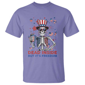 Funny Skeleton Dead Inside But Its Freedom T Shirt Patriotic Gift TS12 Violet Print Your Wear