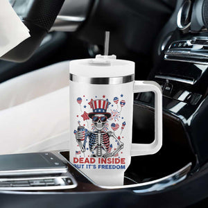 Funny Skeleton Dead Inside But Its Freedom Tumbler With Handle Patriotic Gift TS12 Print Your Wear