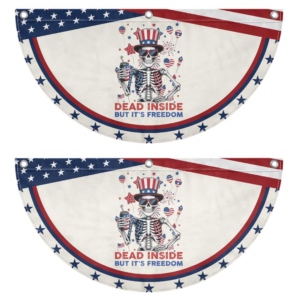 Funny Skeleton Dead Inside But Its Freedom Patriotic Fan Flag USA 250th Anniversary Gift TS12 2pcs pack Classic Beige Print Your Wear