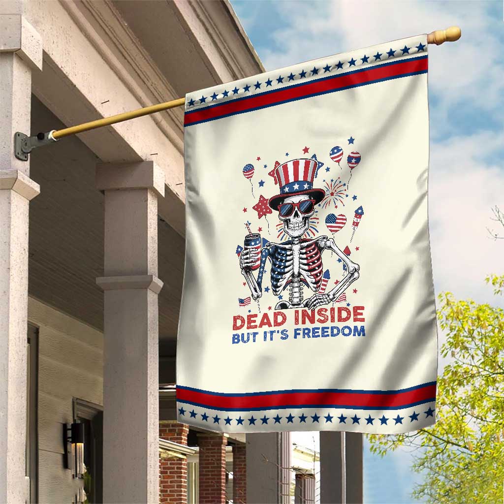 Funny Skeleton Dead Inside But Its Freedom Garden Flag Patriotic Gift TS12 Modern Beige Red Print Your Wear