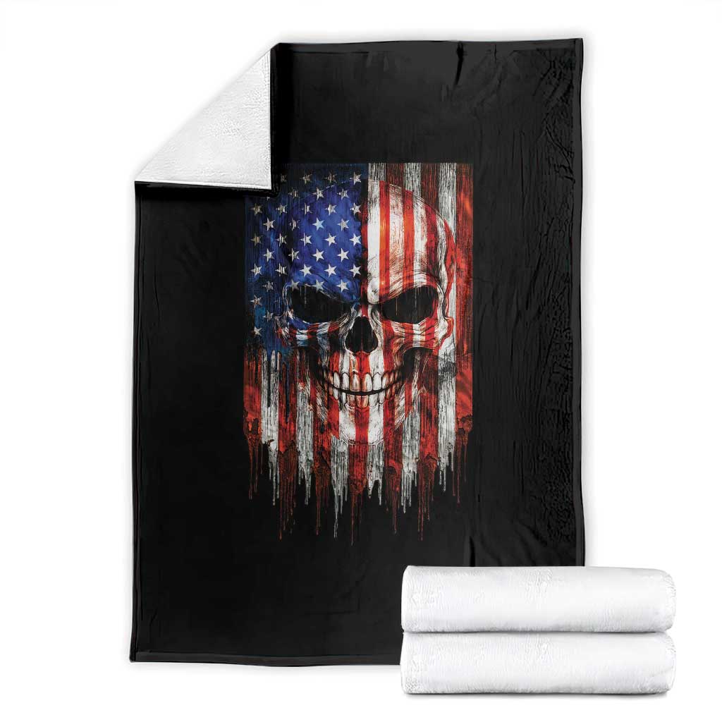Patriotic Skull American Flag USA Pride Throw Blanket TS12 Black Print Your Wear