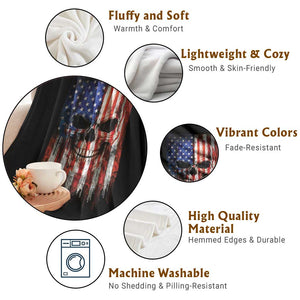 Patriotic Skull American Flag USA Pride Throw Blanket TS12 Print Your Wear
