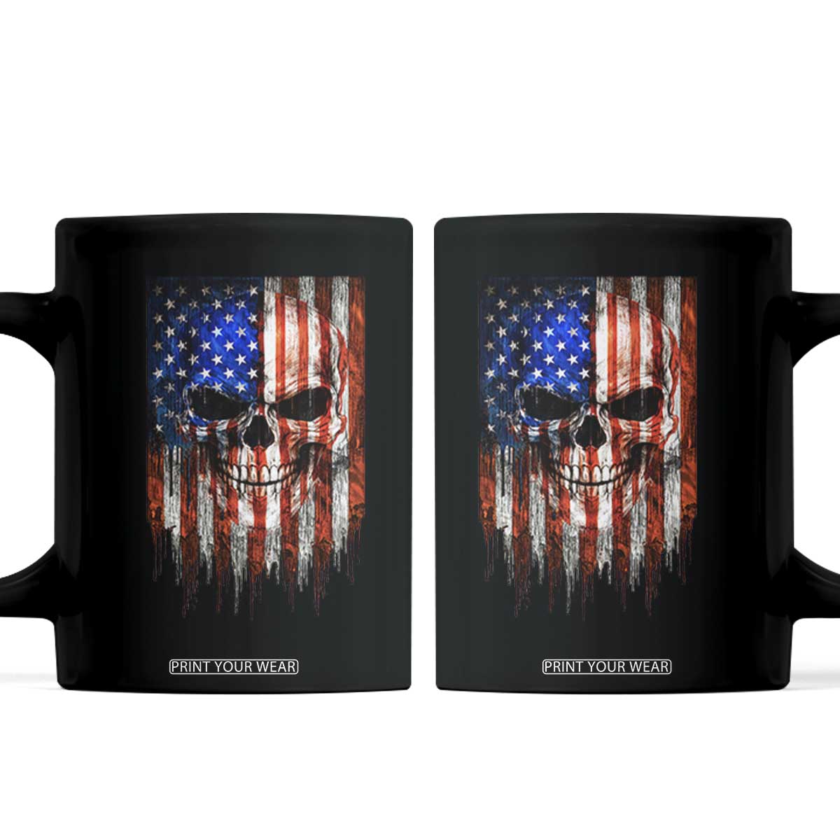 Patriotic Skull American Flag USA Pride Coffee Mug TS12 Black Print Your Wear