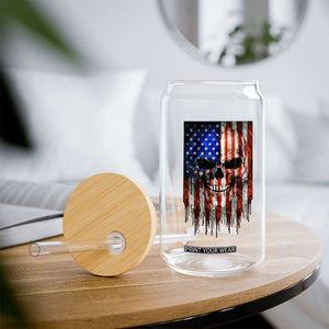 Patriotic Skull American Flag USA Pride Glass Can TS12 Print Your Wear