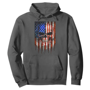 Patriotic Skull American Flag USA Pride Hoodie TS12 Dark Heather Print Your Wear