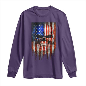 Patriotic Skull American Flag USA Pride Long Sleeve Shirt TS12 Purple Print Your Wear