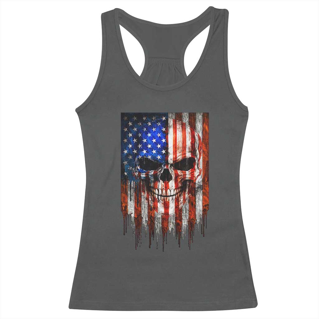 Patriotic Skull American Flag USA Pride Racerback Tank Top TS12 Dark Heather Print Your Wear