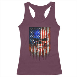 Patriotic Skull American Flag USA Pride Racerback Tank Top TS12 Maroon Print Your Wear