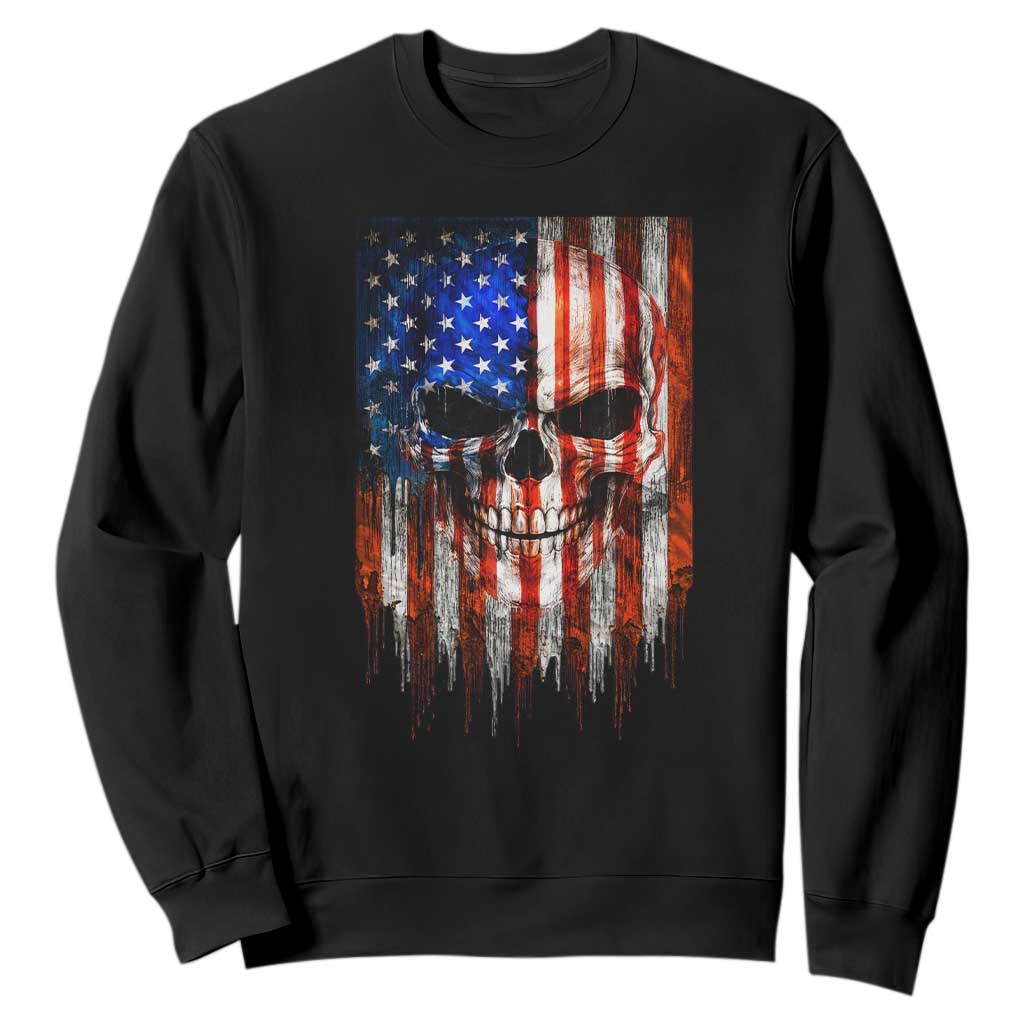 Patriotic Skull American Flag USA Pride Sweatshirt TS12 Black Print Your Wear