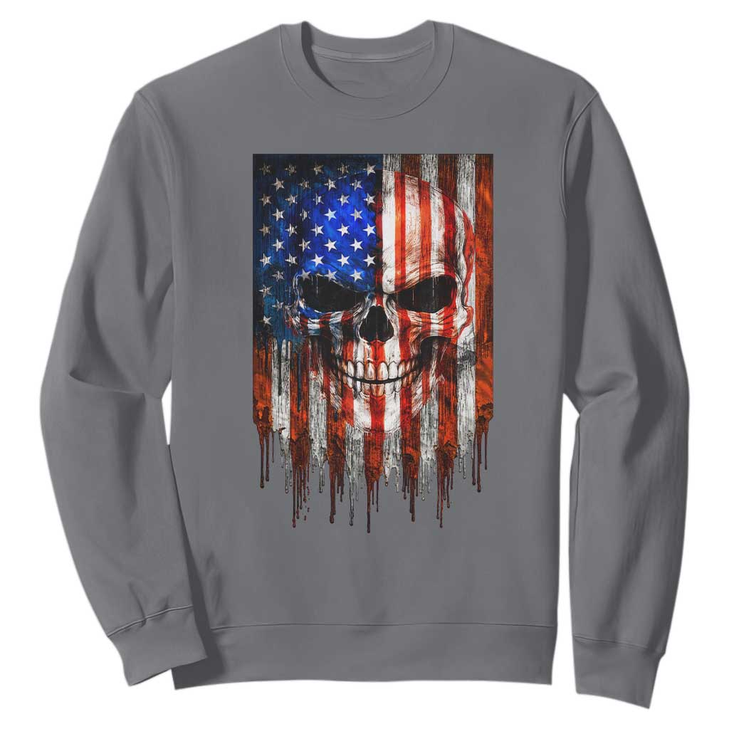 Patriotic Skull American Flag USA Pride Sweatshirt TS12 Charcoal Print Your Wear
