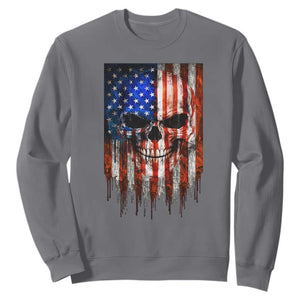 Patriotic Skull American Flag USA Pride Sweatshirt TS12 Charcoal Print Your Wear