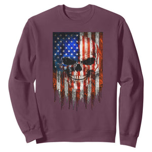 Patriotic Skull American Flag USA Pride Sweatshirt TS12 Maroon Print Your Wear