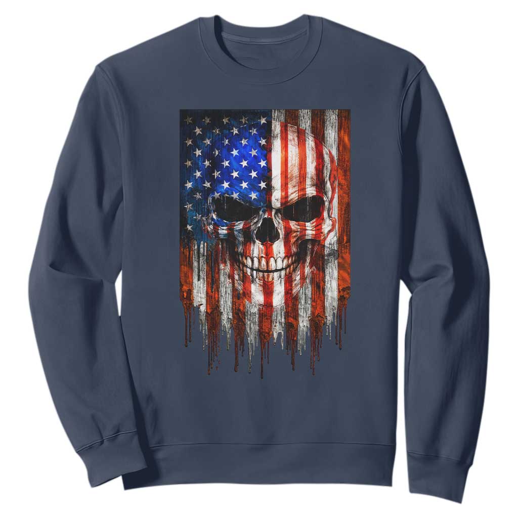 Patriotic Skull American Flag USA Pride Sweatshirt TS12 Navy Print Your Wear