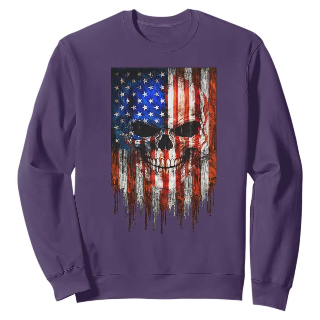 Patriotic Skull American Flag USA Pride Sweatshirt TS12 Purple Print Your Wear