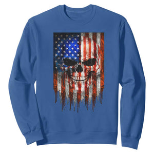 Patriotic Skull American Flag USA Pride Sweatshirt TS12 Royal Blue Print Your Wear