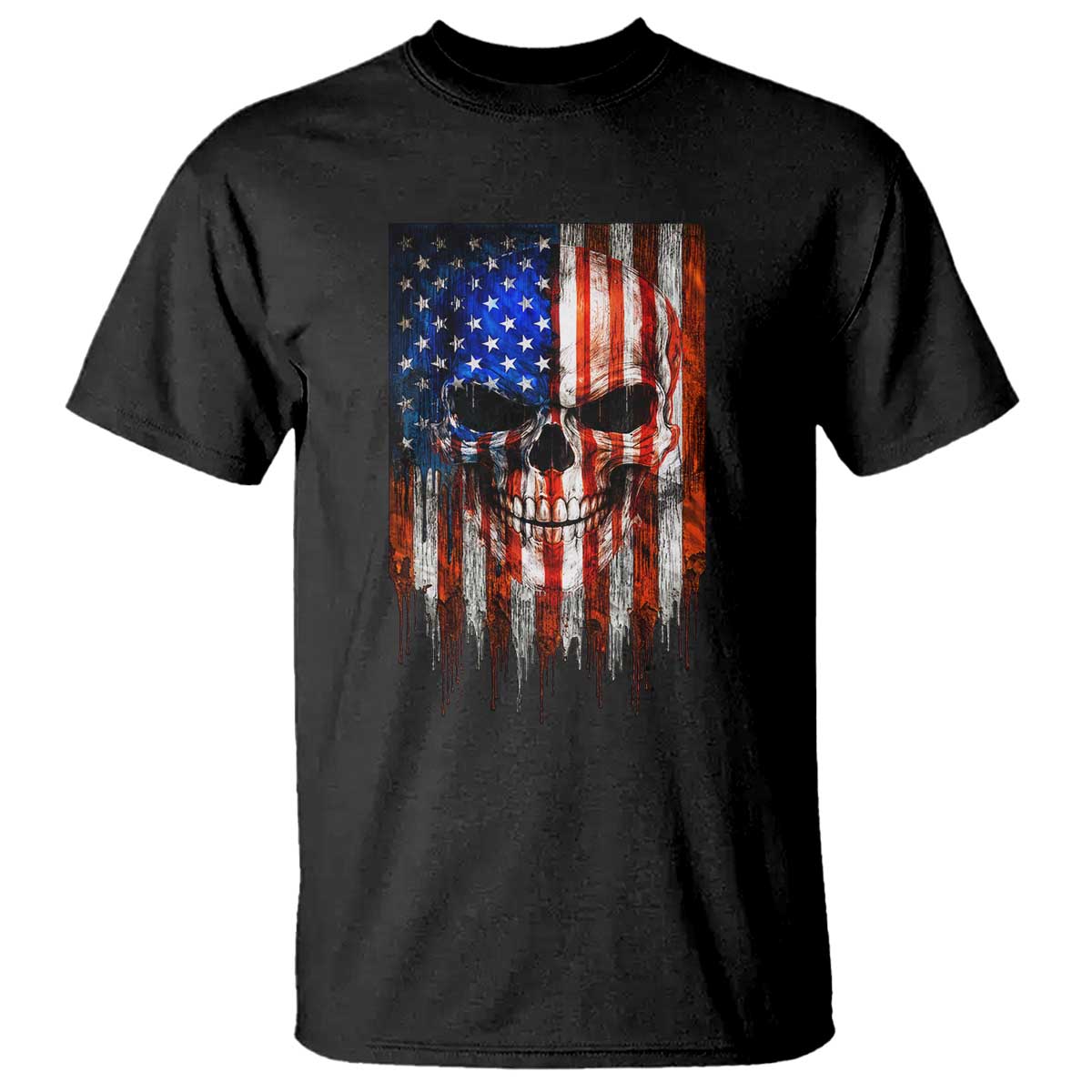 Patriotic Skull American Flag USA Pride T Shirt TS12 Black Print Your Wear