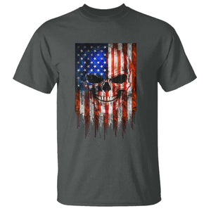 Patriotic Skull American Flag USA Pride T Shirt TS12 Dark Heather Print Your Wear