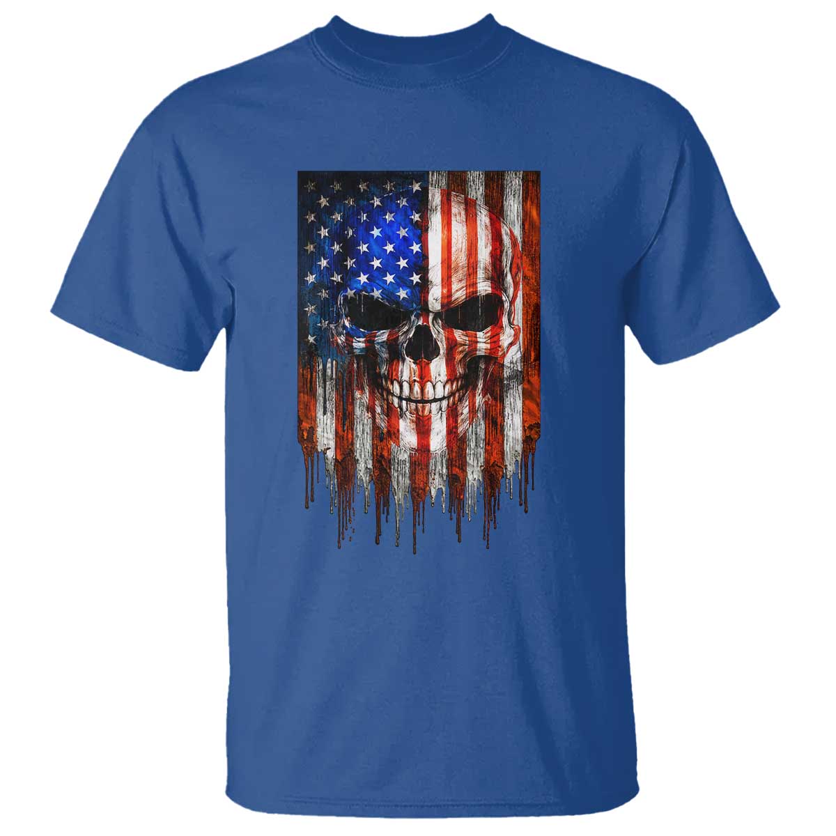 Patriotic Skull American Flag USA Pride T Shirt TS12 Royal Blue Print Your Wear