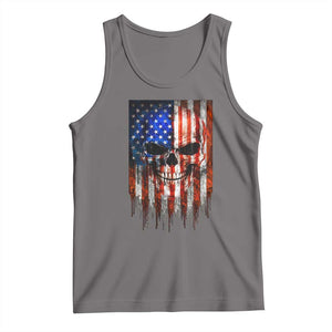 Patriotic Skull American Flag USA Pride Tank Top TS12 Deep Heather Print Your Wear